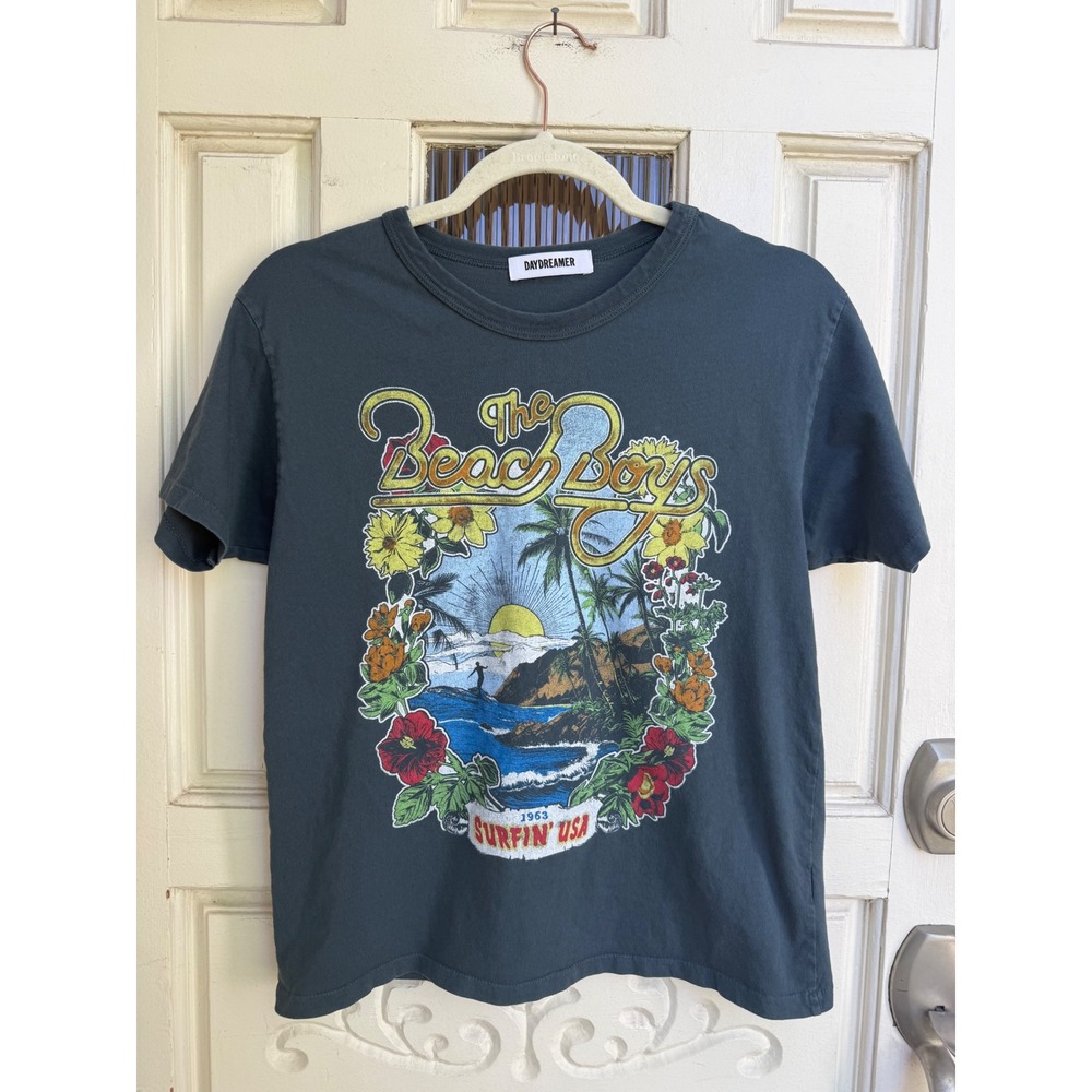Daydreamer The Beach Boys Surfin USA Graphic Tee Charcoal Grey Size Small